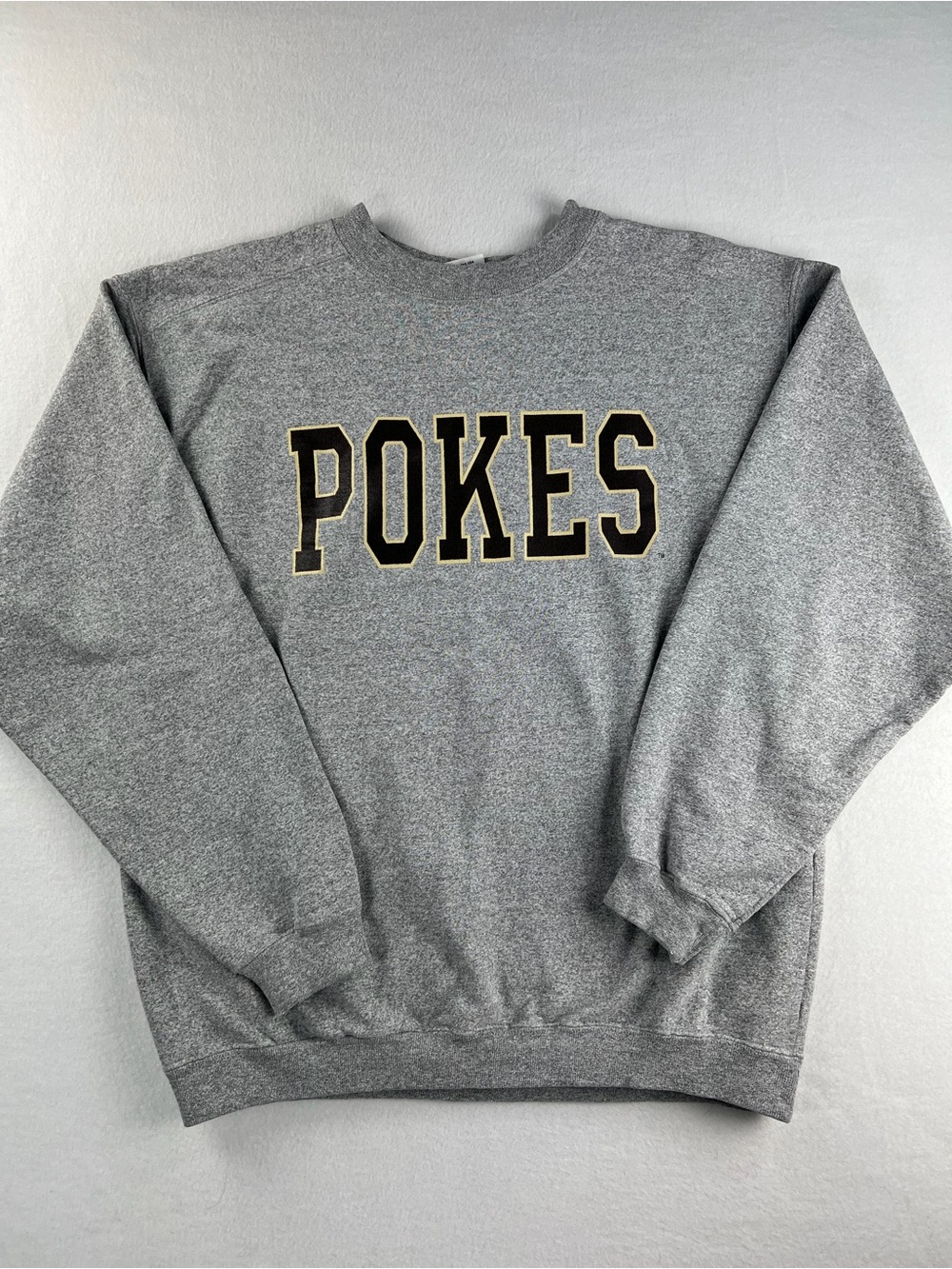 Vintage 90s Mens Wyoming Cowboys Grey Crewneck “Pokes” Sweater Size L